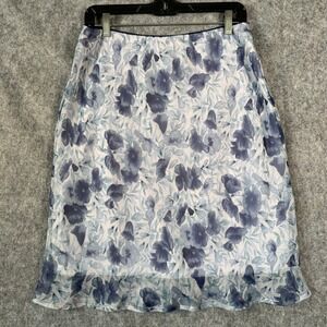 VTG 90s Y2K Floral Fairy Midi Slip Skirt Womens Large Feminine Flounce Hem Sheer